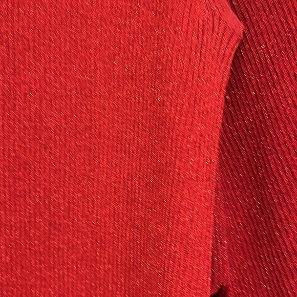Red sparkle J. McLaughlin sleeveless turtleneck sweater and cardigan. - Picture 4 of 6